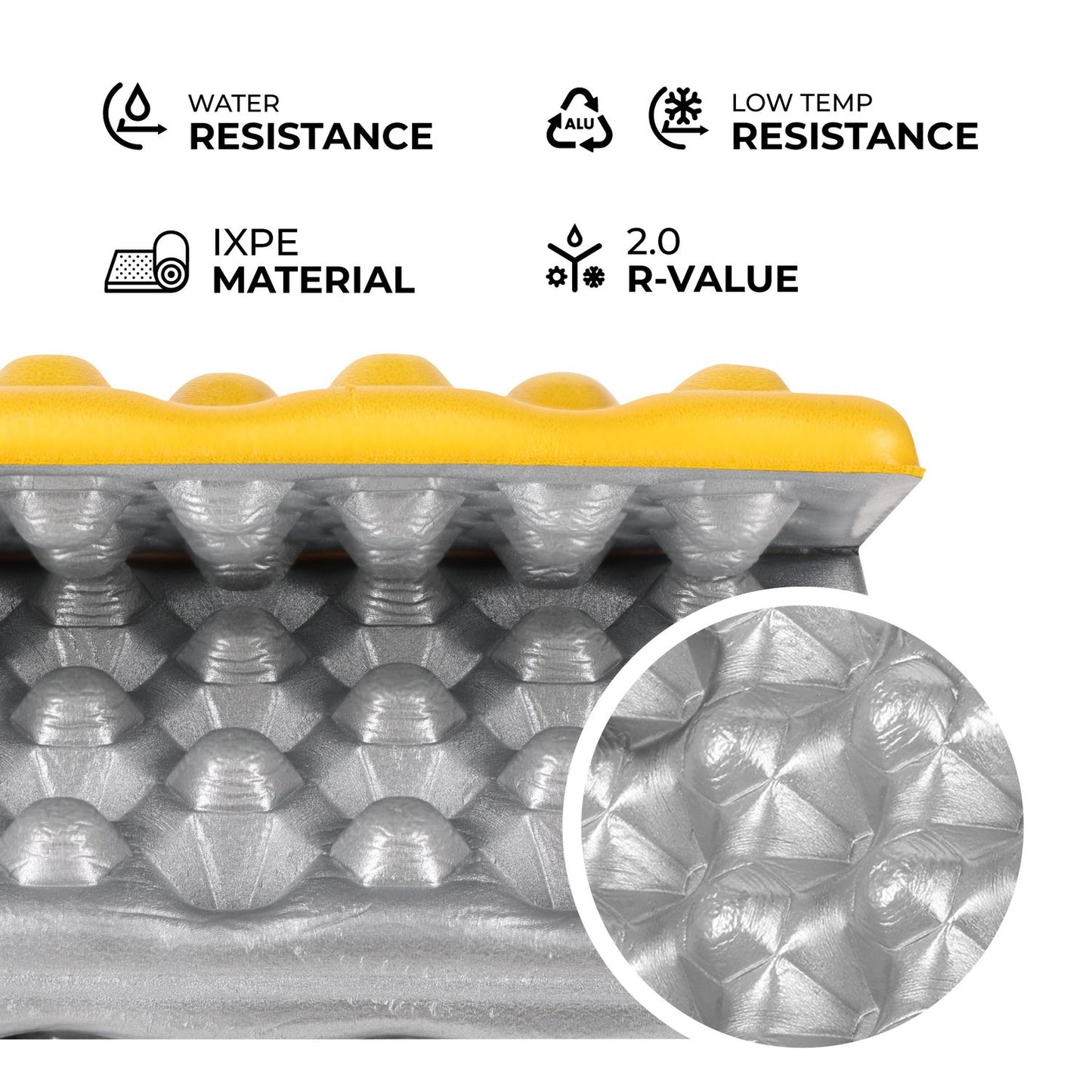 Camping Seating Mat, Aluminum Bolster, 40 cm, Yellow