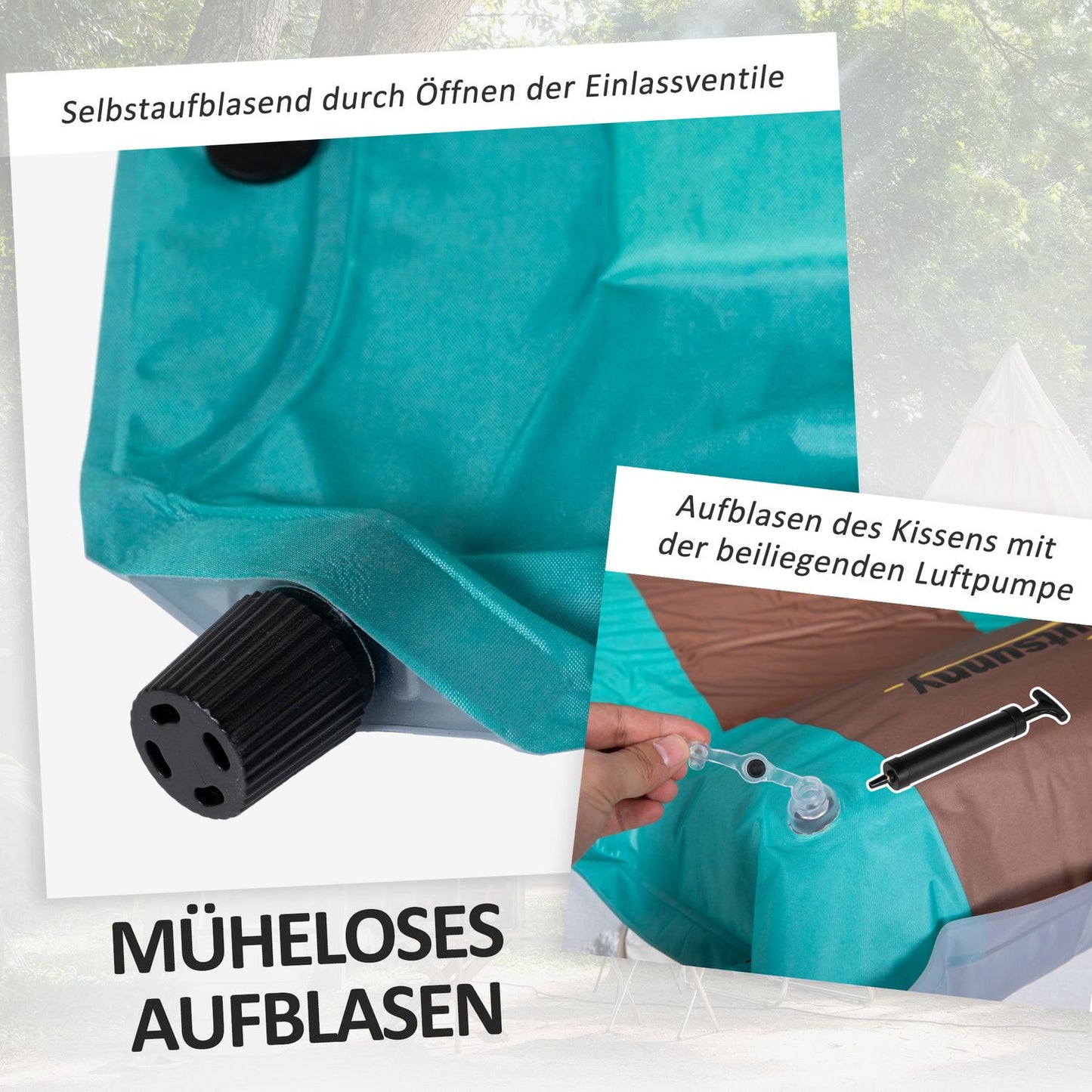 Camping sleeping mat, 3cm thick, 192x135cm, with pump