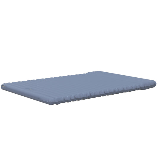 Self-inflating camping sleeping mat for 2, foot pump, blue