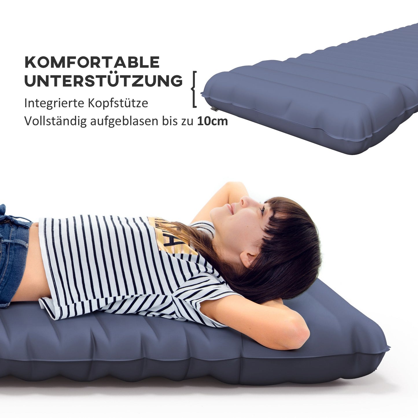Camping air mattress - Water repellent with foot pump
