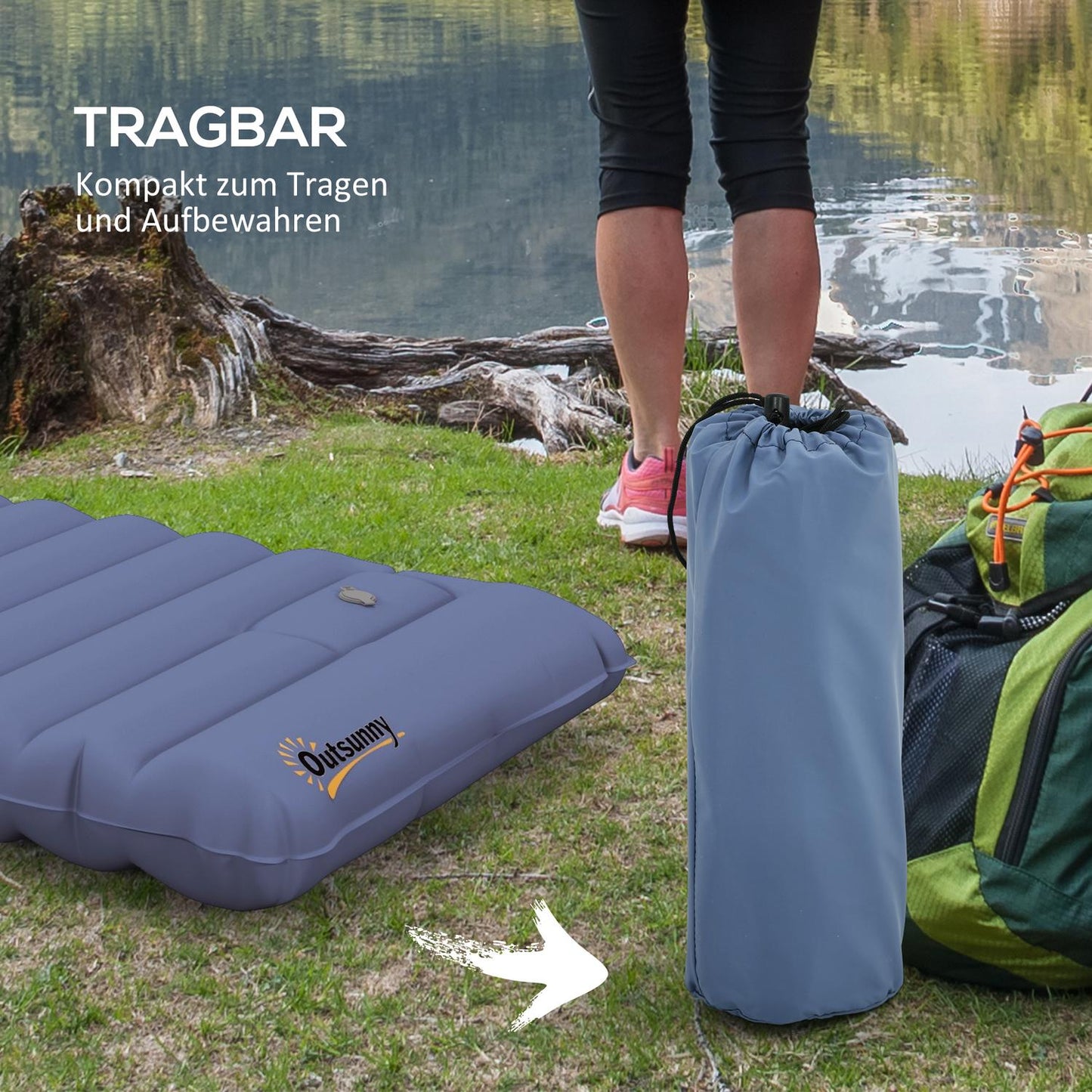 Camping air mattress - Water repellent with foot pump