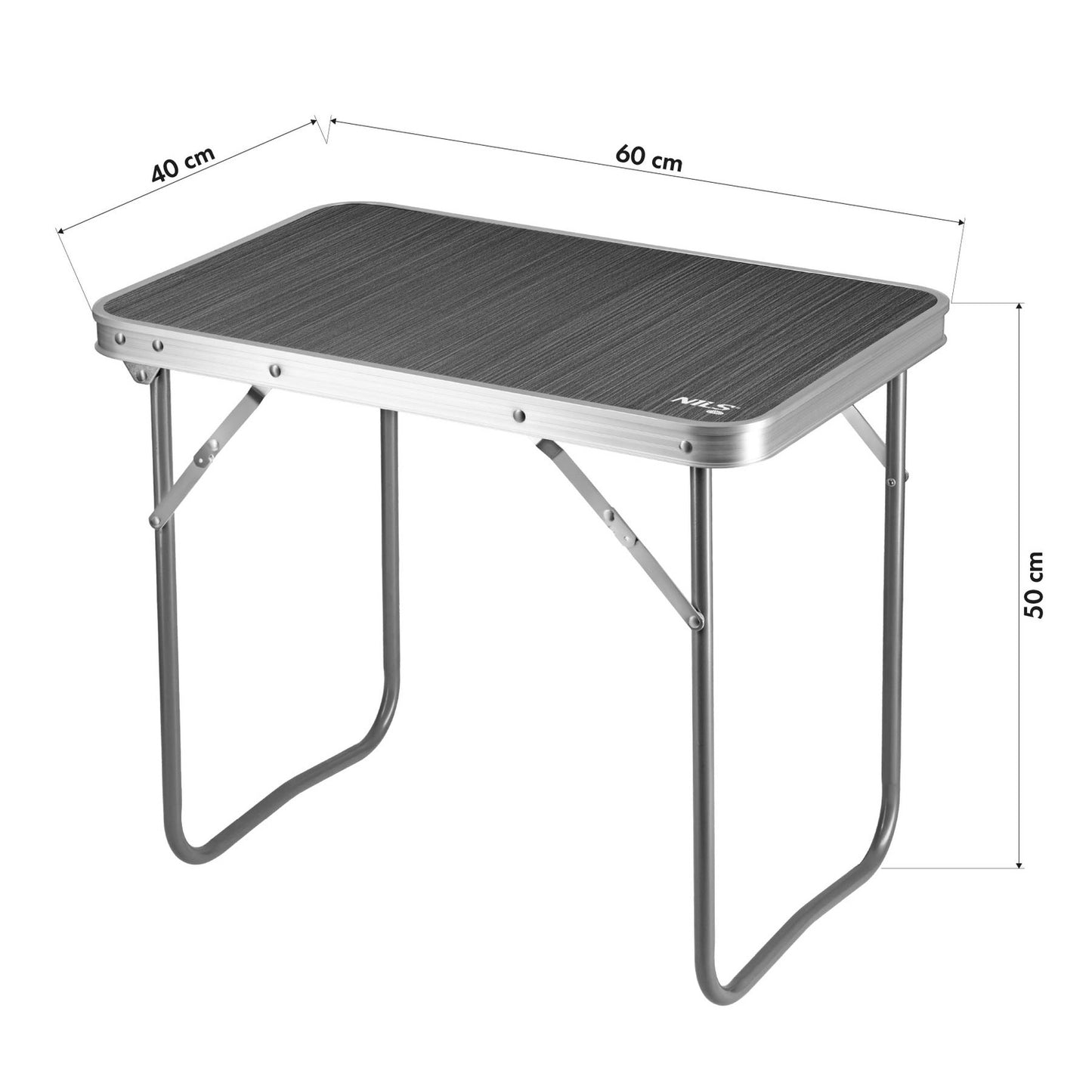 Camping Table 60x40x50 cm, Dark Grey, Portable