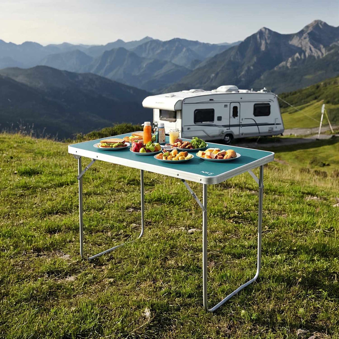Camping Table 80x60x70 cm, Blue, Foldable