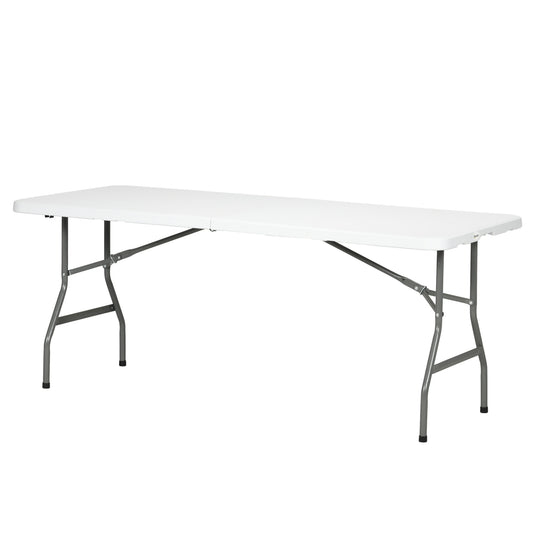 Folding Camping table for 6, HDPE, 180x75x73 cm White