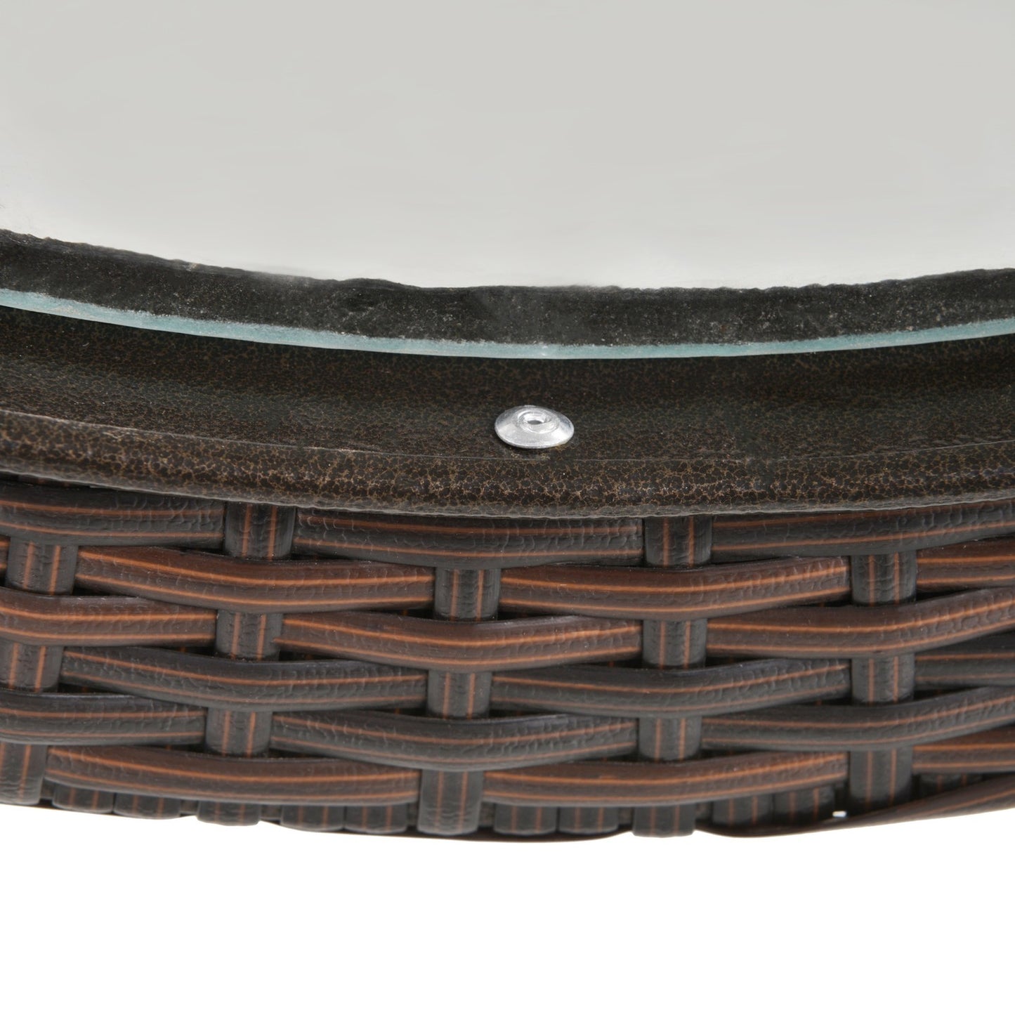 Round folding camping table - brown rattan, steel, Ø68 Cm