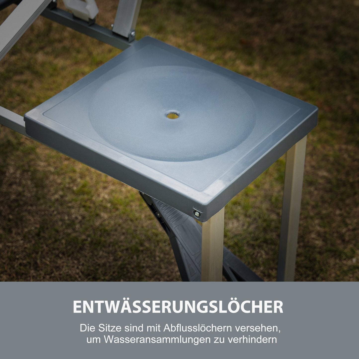 Camping table set in aluminum with 4 folding seats