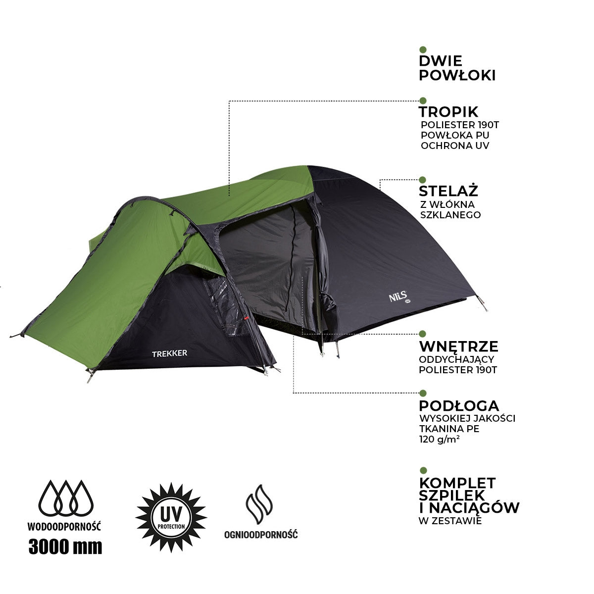 Camping Tent, 2-Person, Lightweight, Waterproof