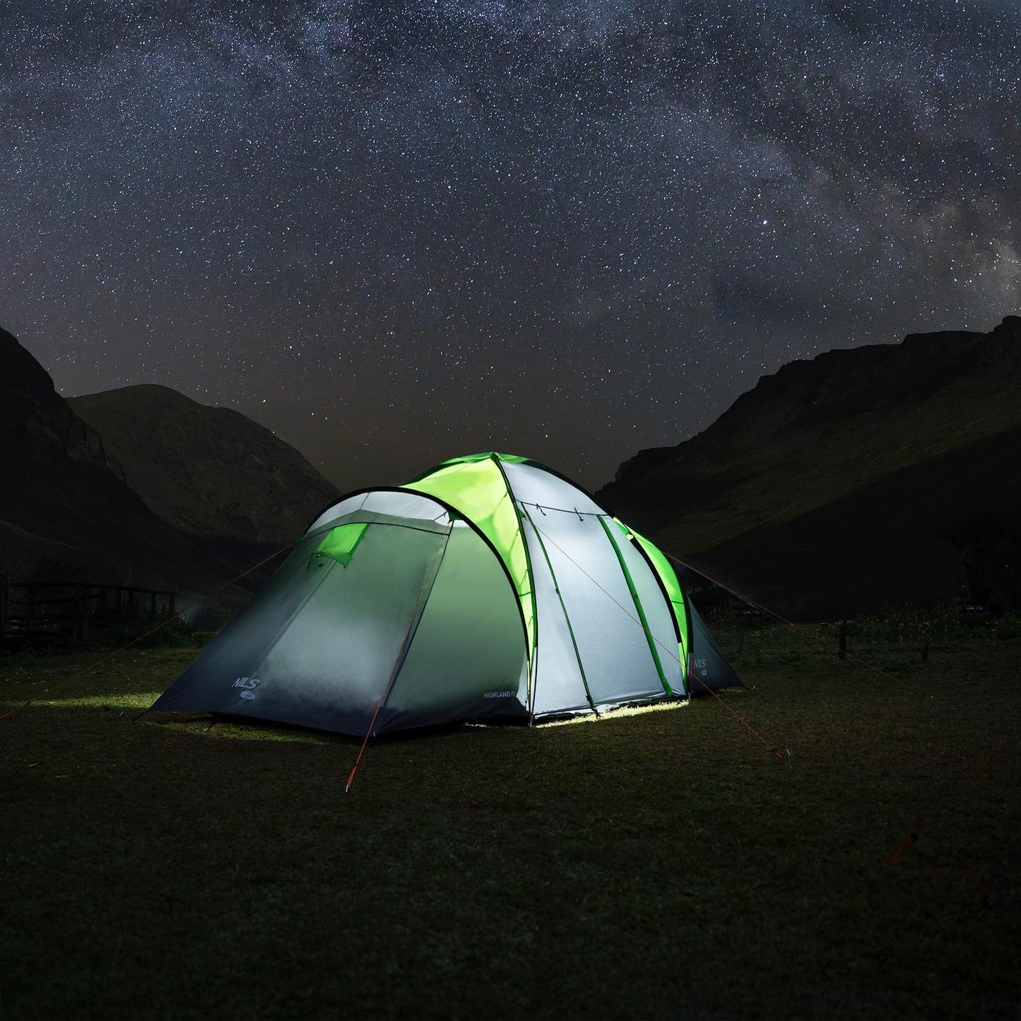 Camping Tent, 4-Person, Green-Gray, Waterproof