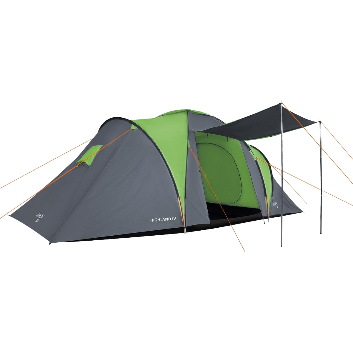 Camping Tent, 4-Person, Green-Gray, Waterproof