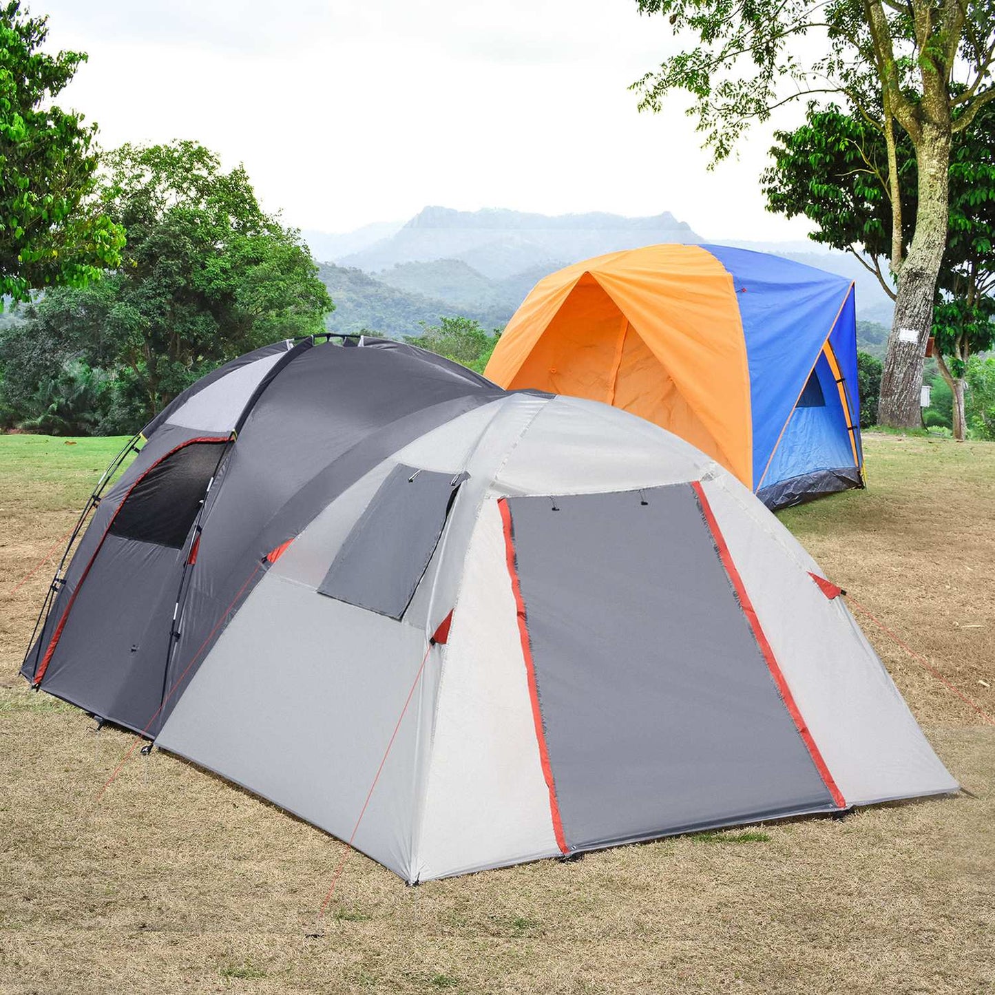 Tunnel camping tent for 5 people - waterproof, mesh window