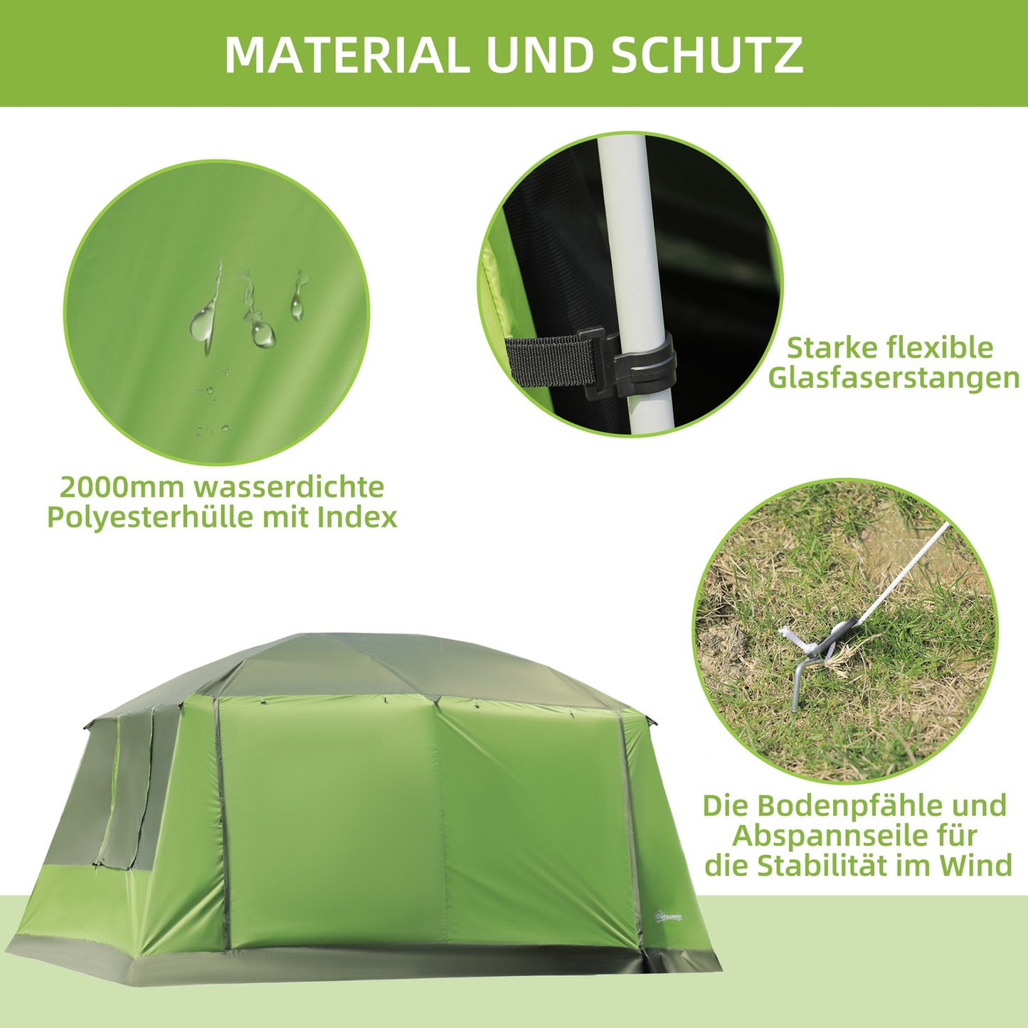 Family Dome camping tent, 4-8 people, 2 sleeping cabins