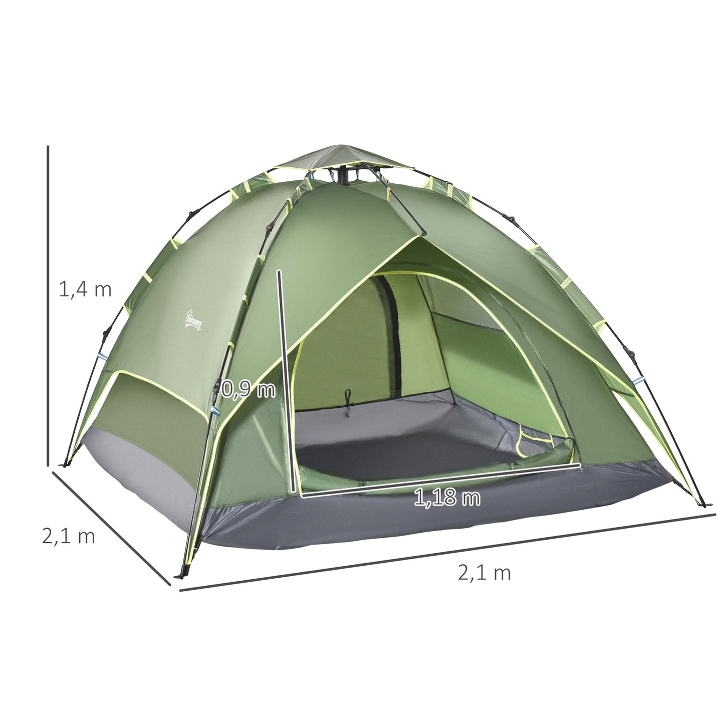 Waterproof 4-season camping tent for 2 adults + children