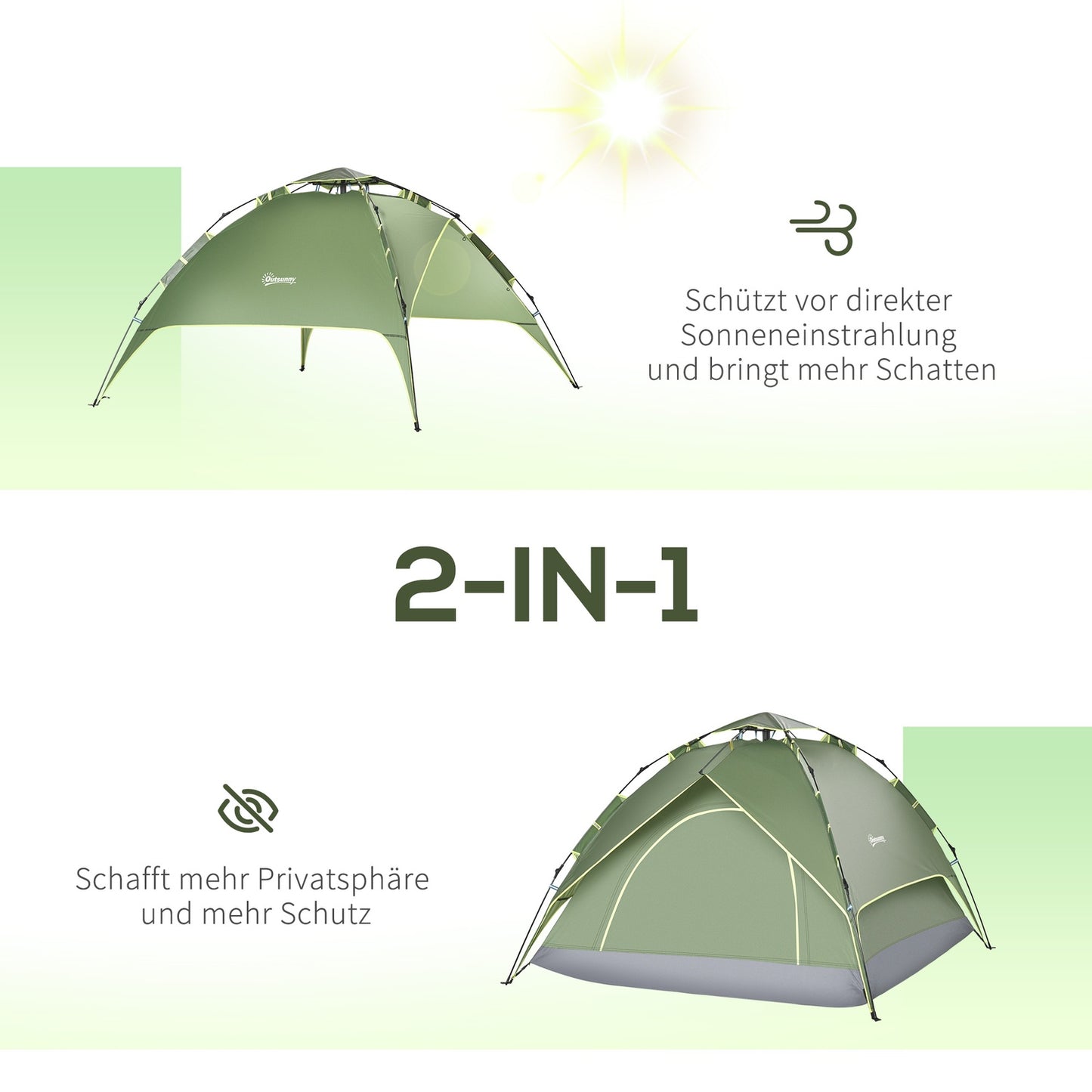 Waterproof 4-season camping tent for 2 adults + children