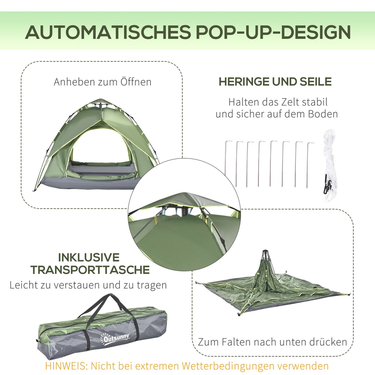 Waterproof 4-season camping tent for 2 adults + children