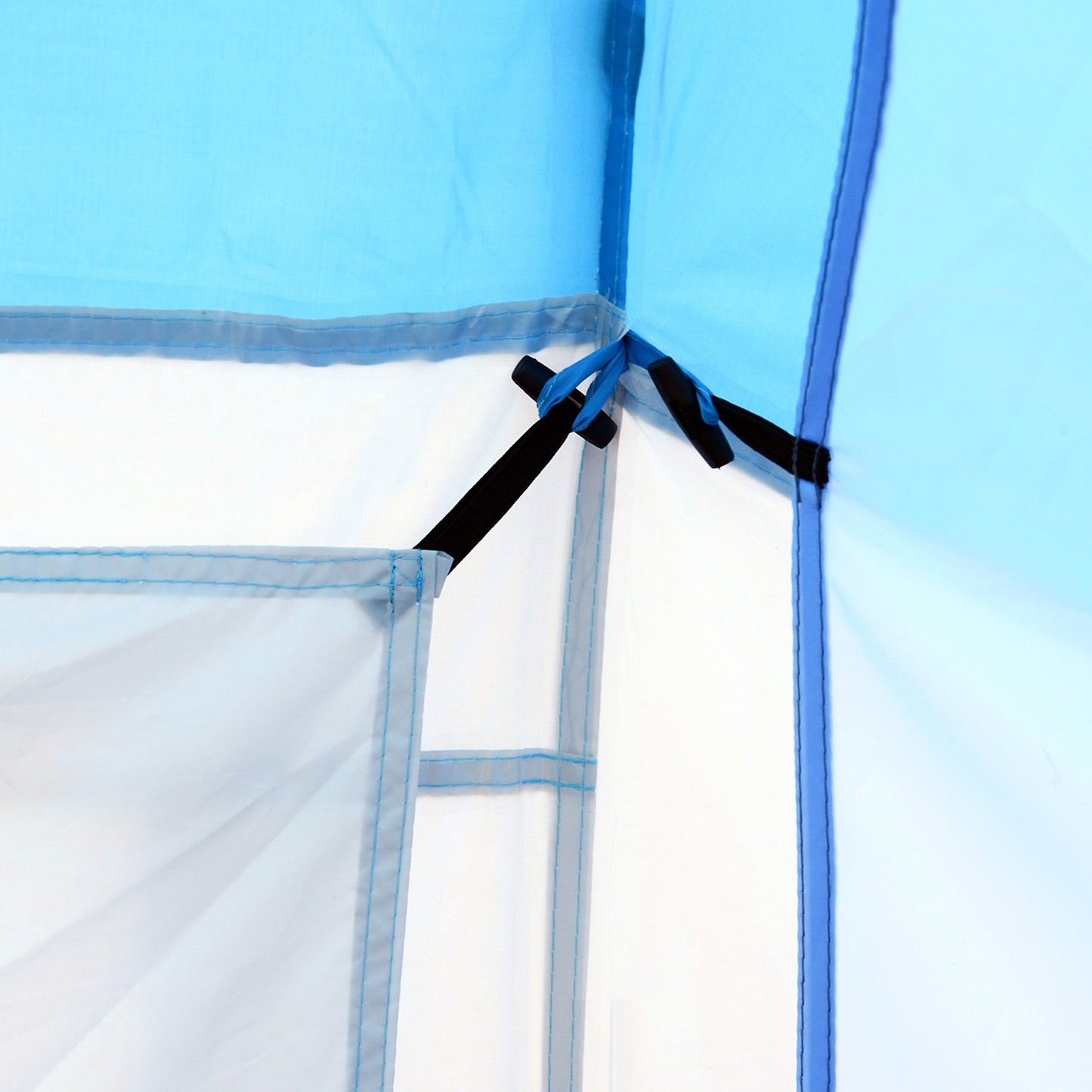 Camping tunnel tent for 4-6 people, 2 cabins, blue