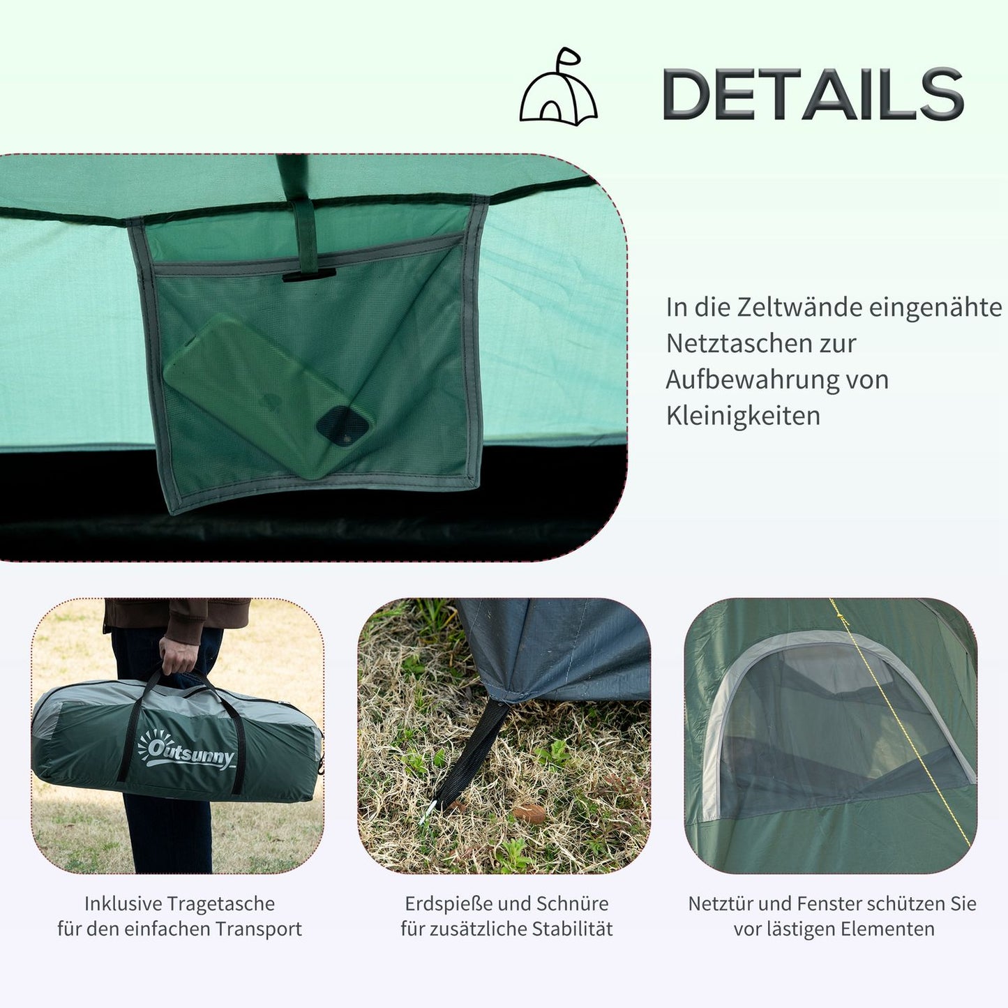 Tunnel camping tent for 5-6 people, durable polyester