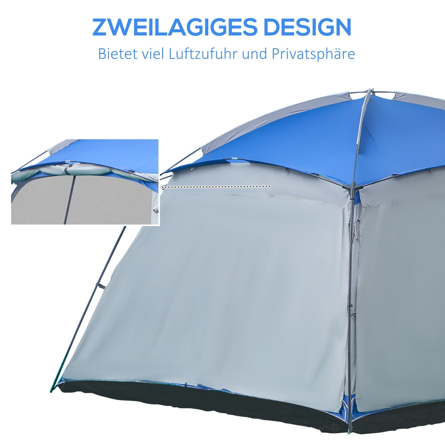 8-person family camping tent with window, blue, waterproof