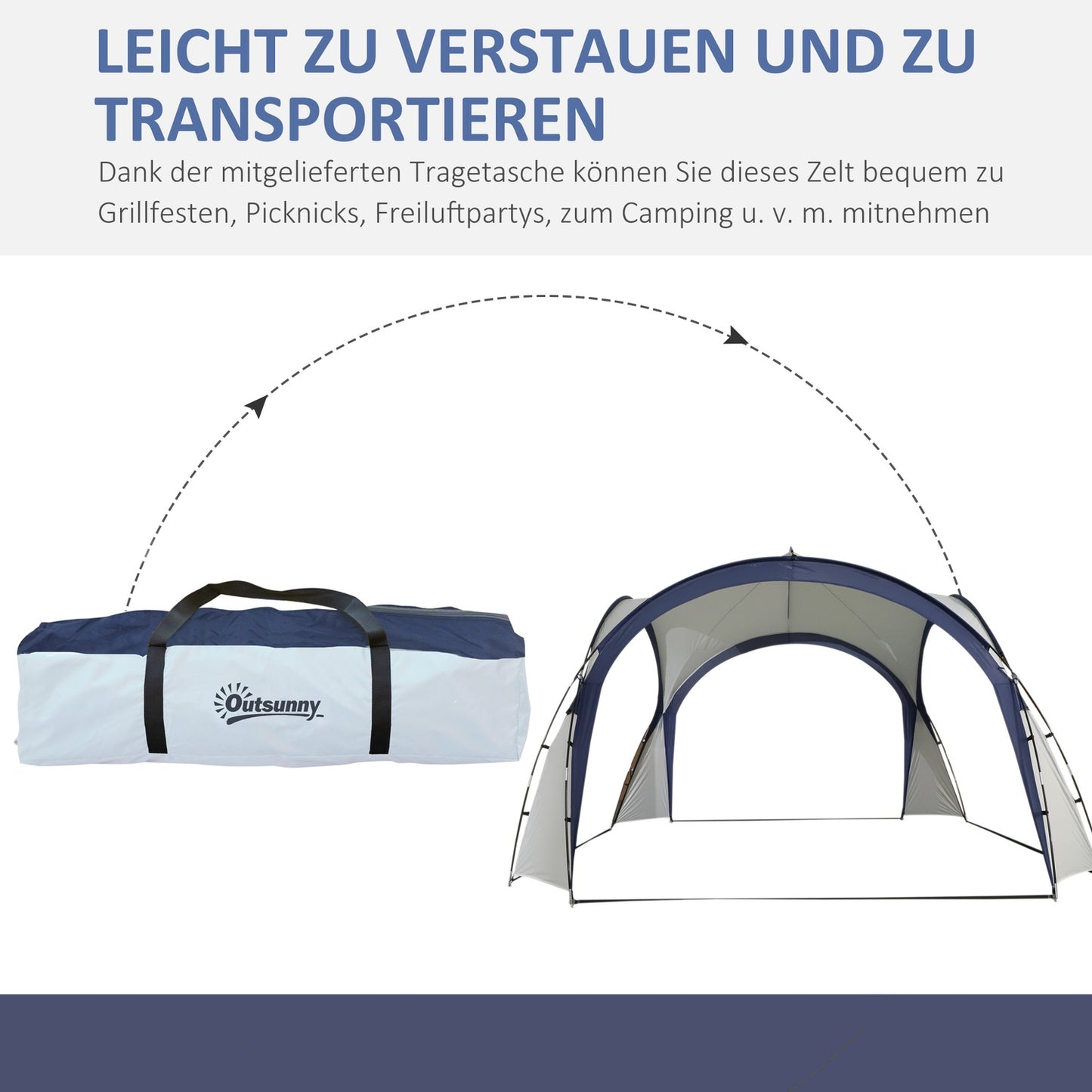 Weatherproof camping and party tent, 3.5 x 3.5 x 2.3 M