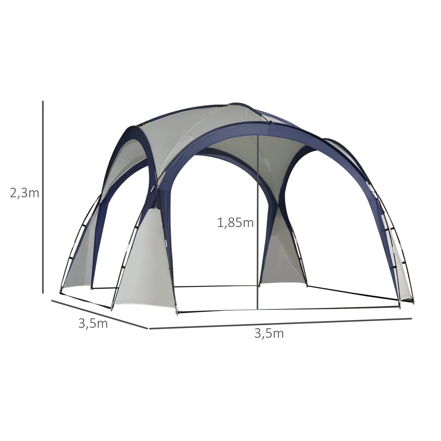 Weatherproof camping and party tent, 3.5 x 3.5 x 2.3 M