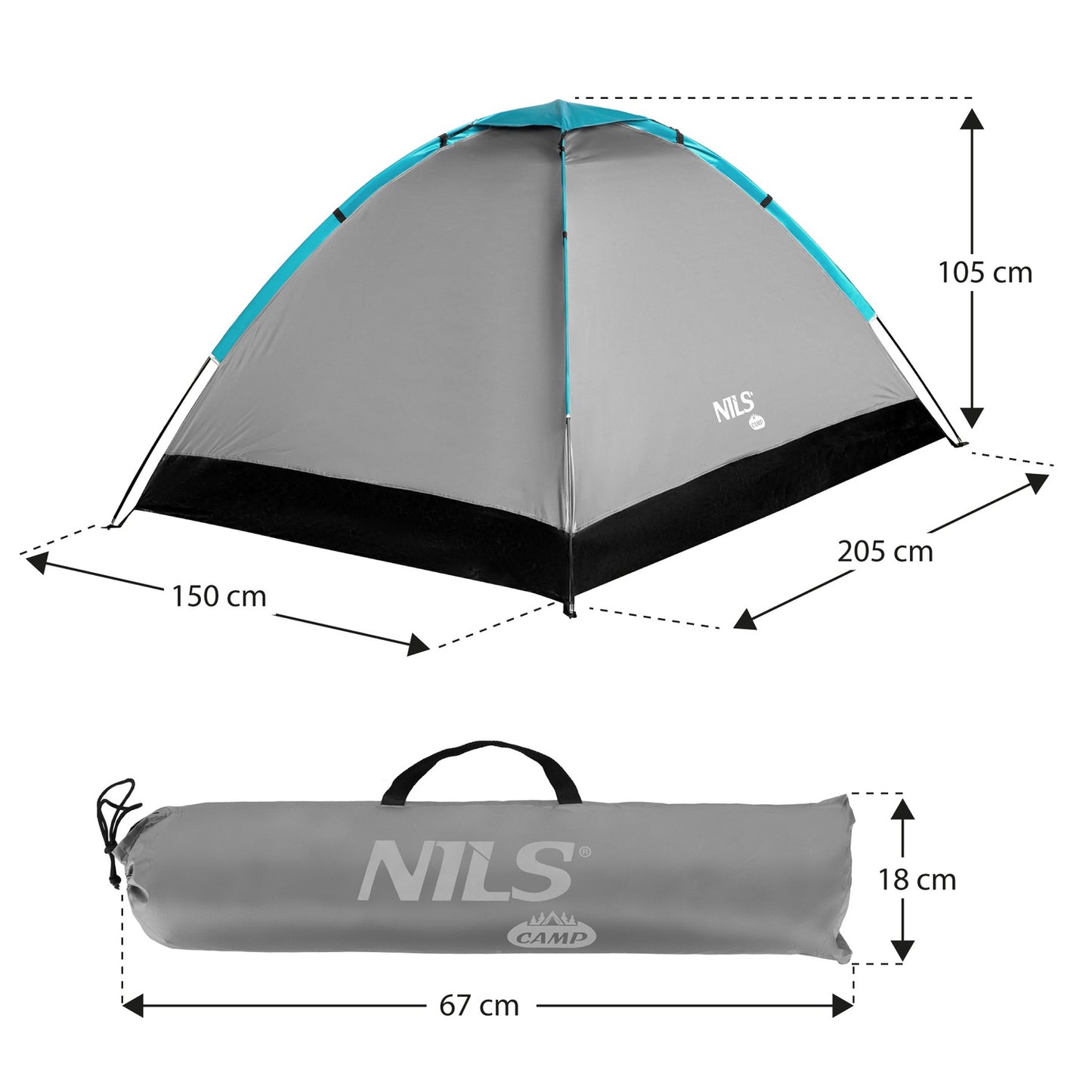 Camping Tent, Gray, 2-Person, Waterproof