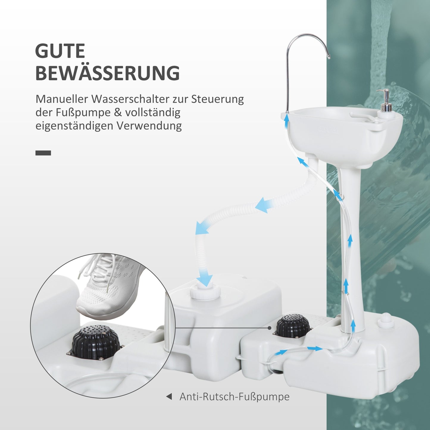 Portable camping sink with 17L water tank and soap dispenser