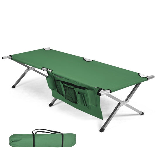 Camping bed camp bed folding camping bed single bed folding bed with side pocket 190 x 73 x 42cm green