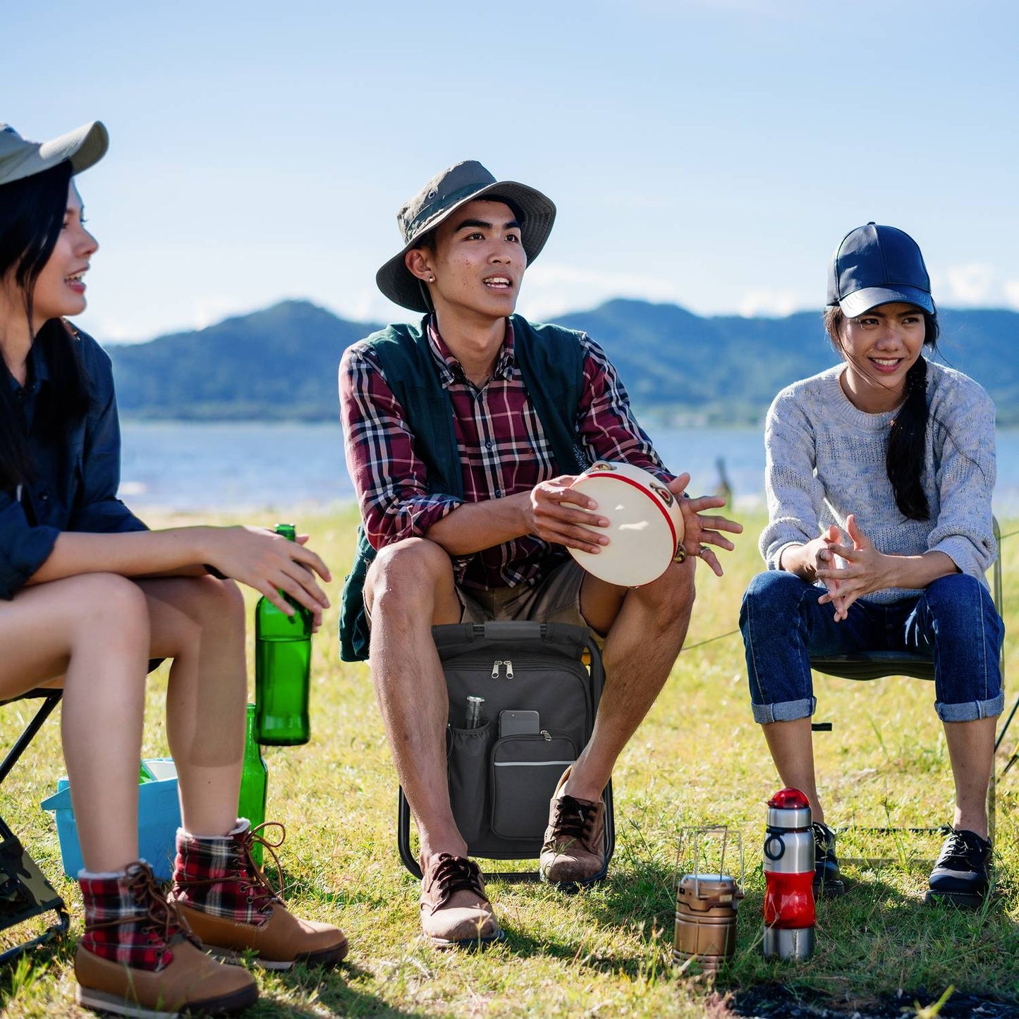 Camping chair foldable black