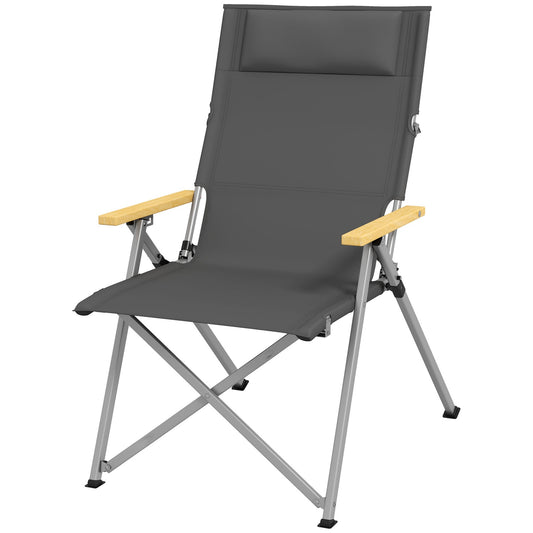 Folding camping chair - adjustable backrest, headrest, with carrying bag