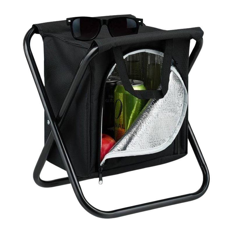 Camping stool with cooler bag