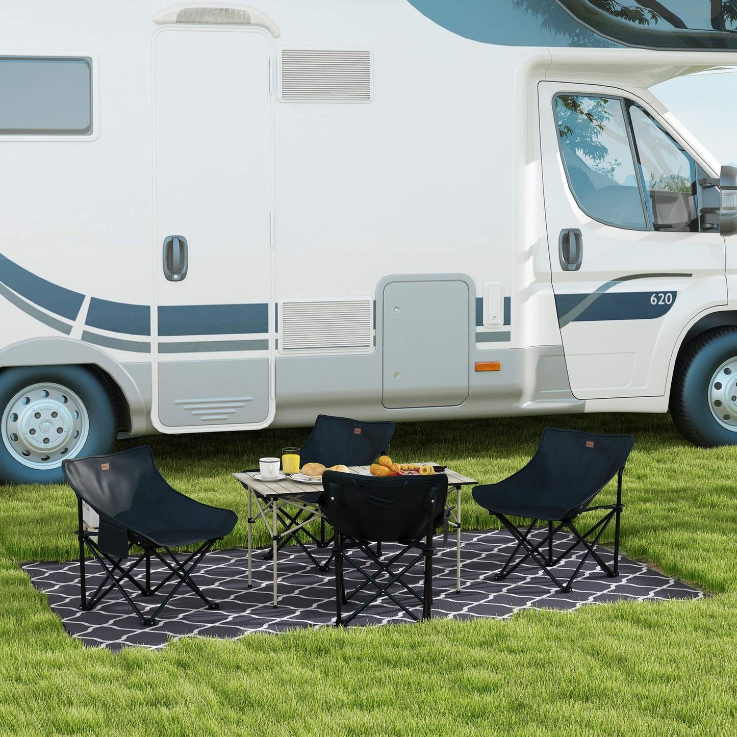 Folding aluminum camping table - light, 95 x 55 cm, khaki