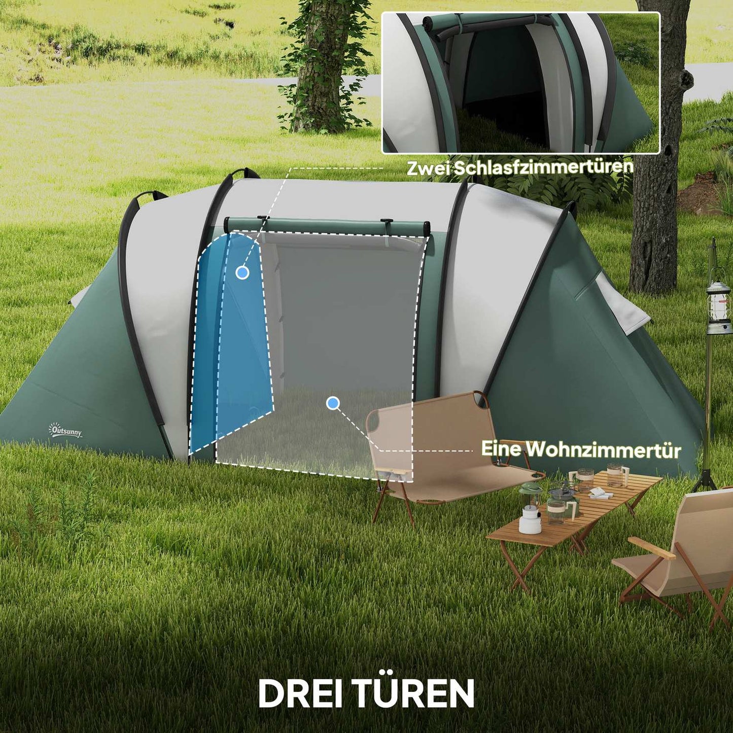 Lightweight 4-5 person water-repellent family camping tent