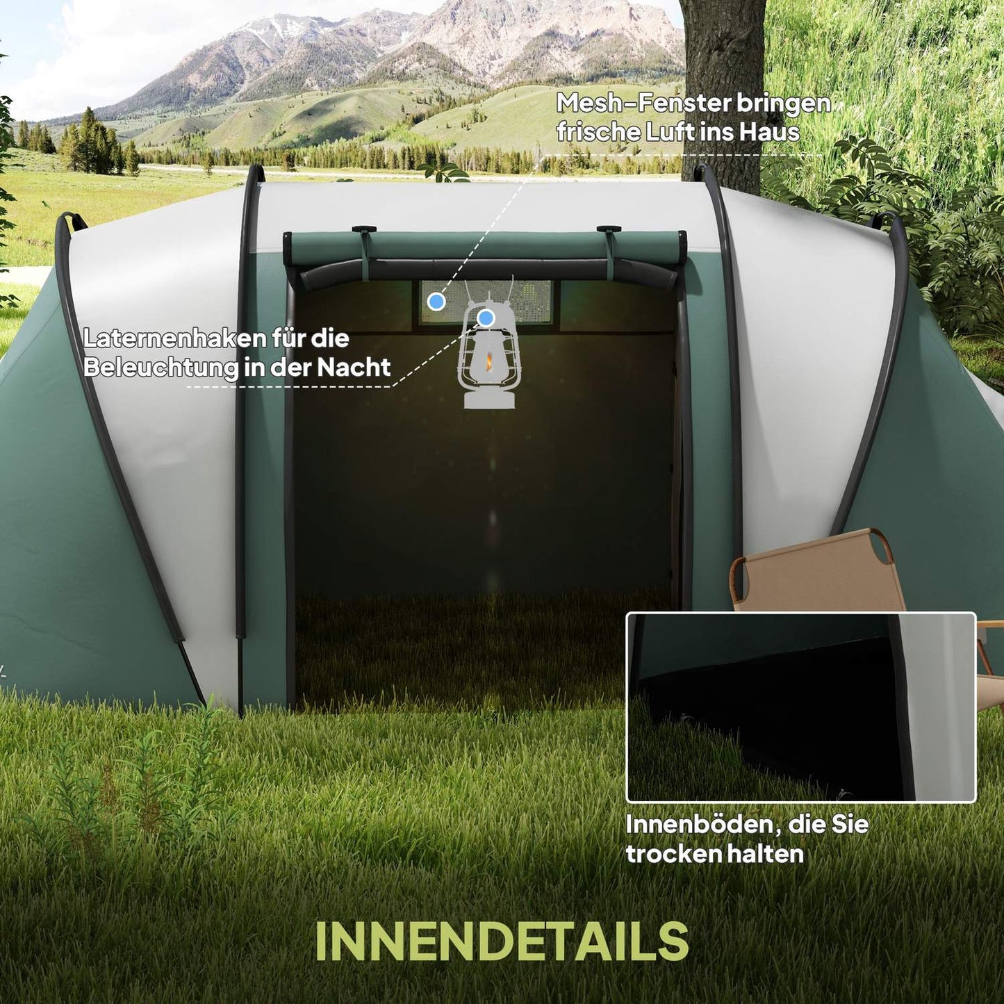 Lightweight 4-5 person water-repellent family camping tent