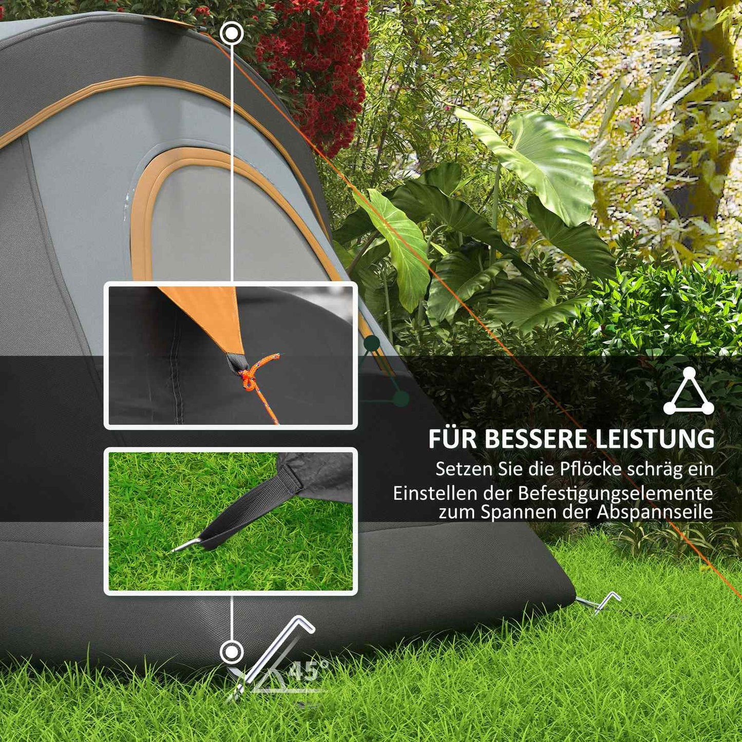 Waterproof family camping tent, 5-6 people, light grey