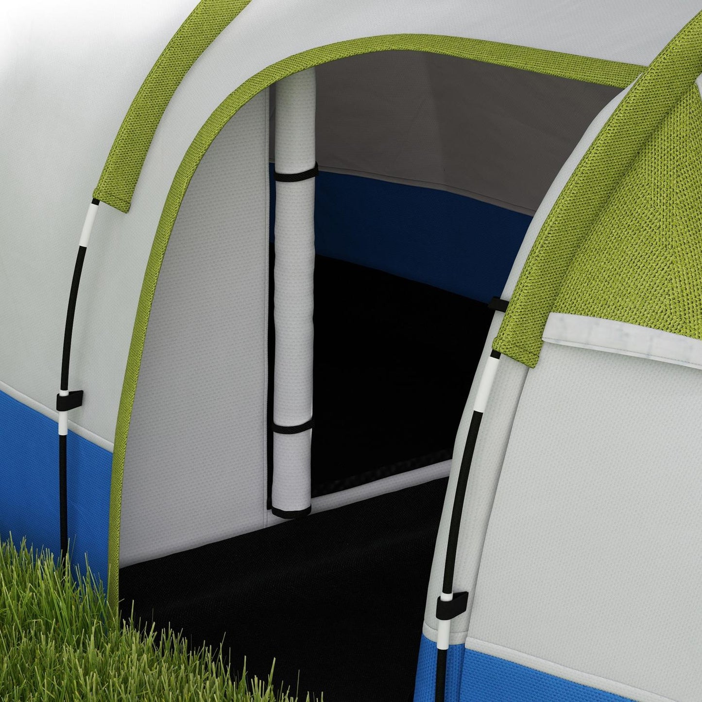 3-person tunnel tent, windproof, 2 rooms, water-repellent