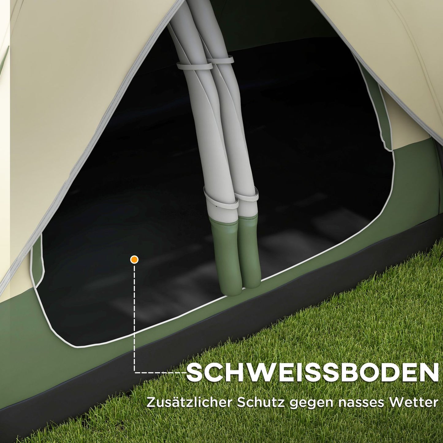 8-person tunnel tent, windproof, water-repellent, dark green