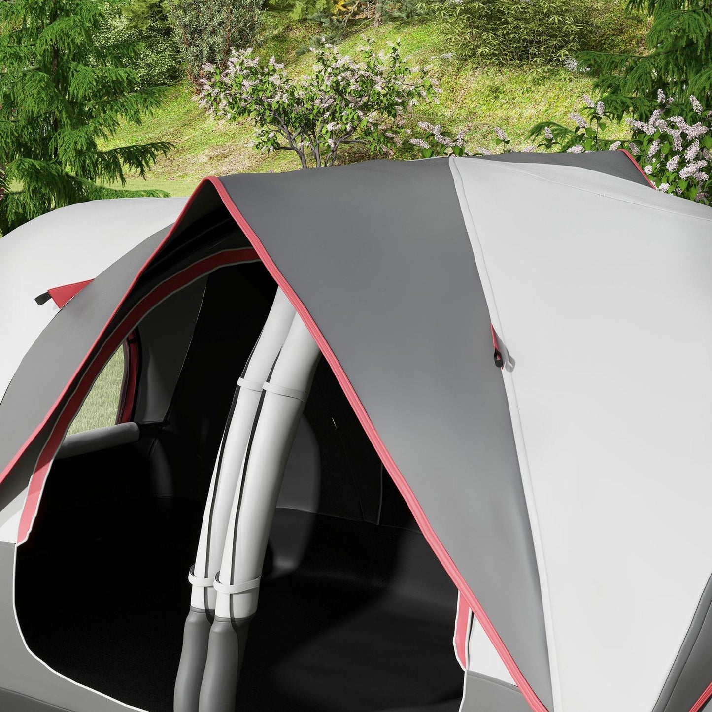 Tunnel camping tent for 8 people - windproof, 2 rooms, gray