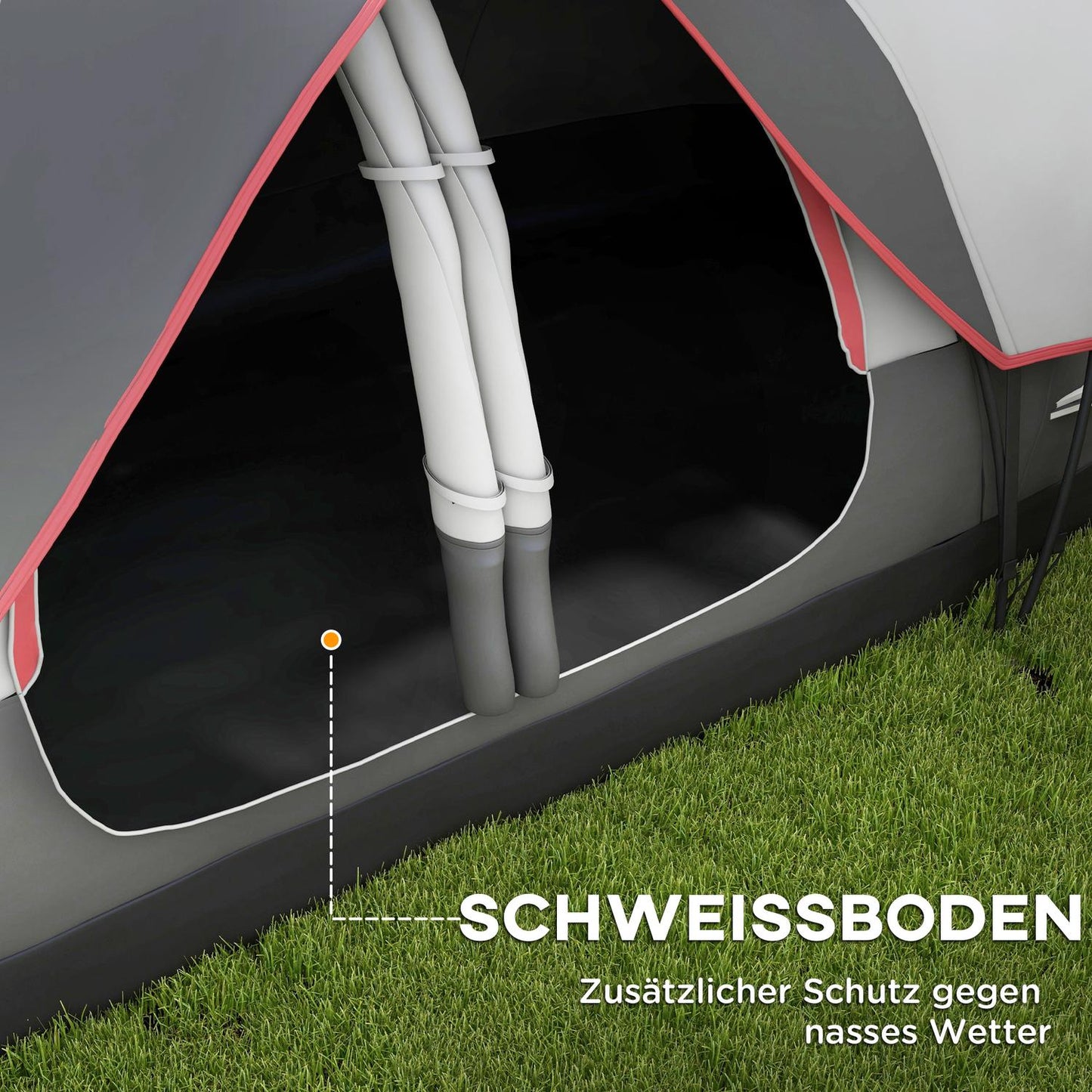 Tunnel camping tent for 8 people - windproof, 2 rooms, gray