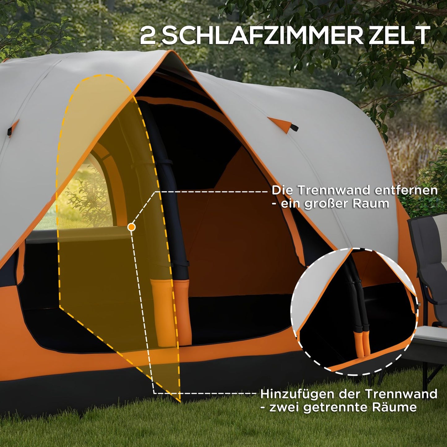 8-person tunnel camping tent, windproof, water-repellent