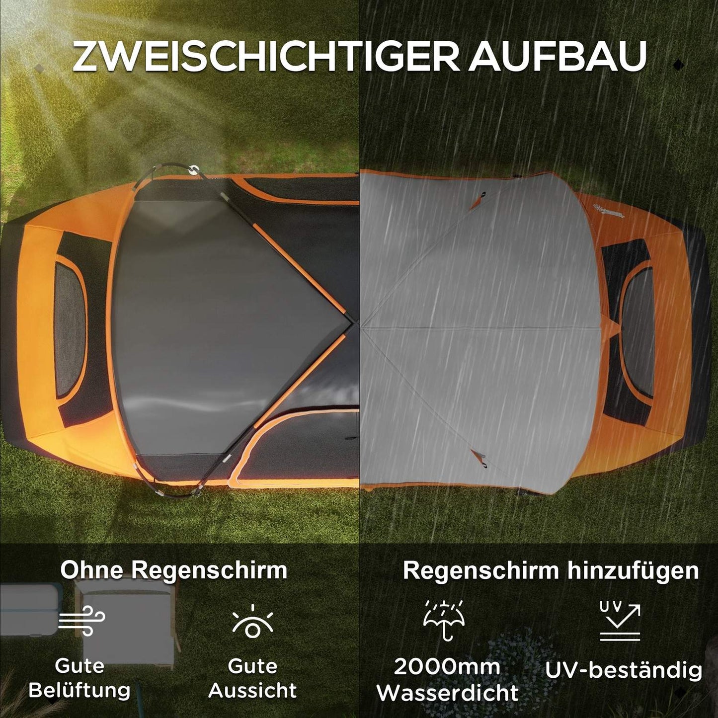 8-person tunnel camping tent, windproof, water-repellent