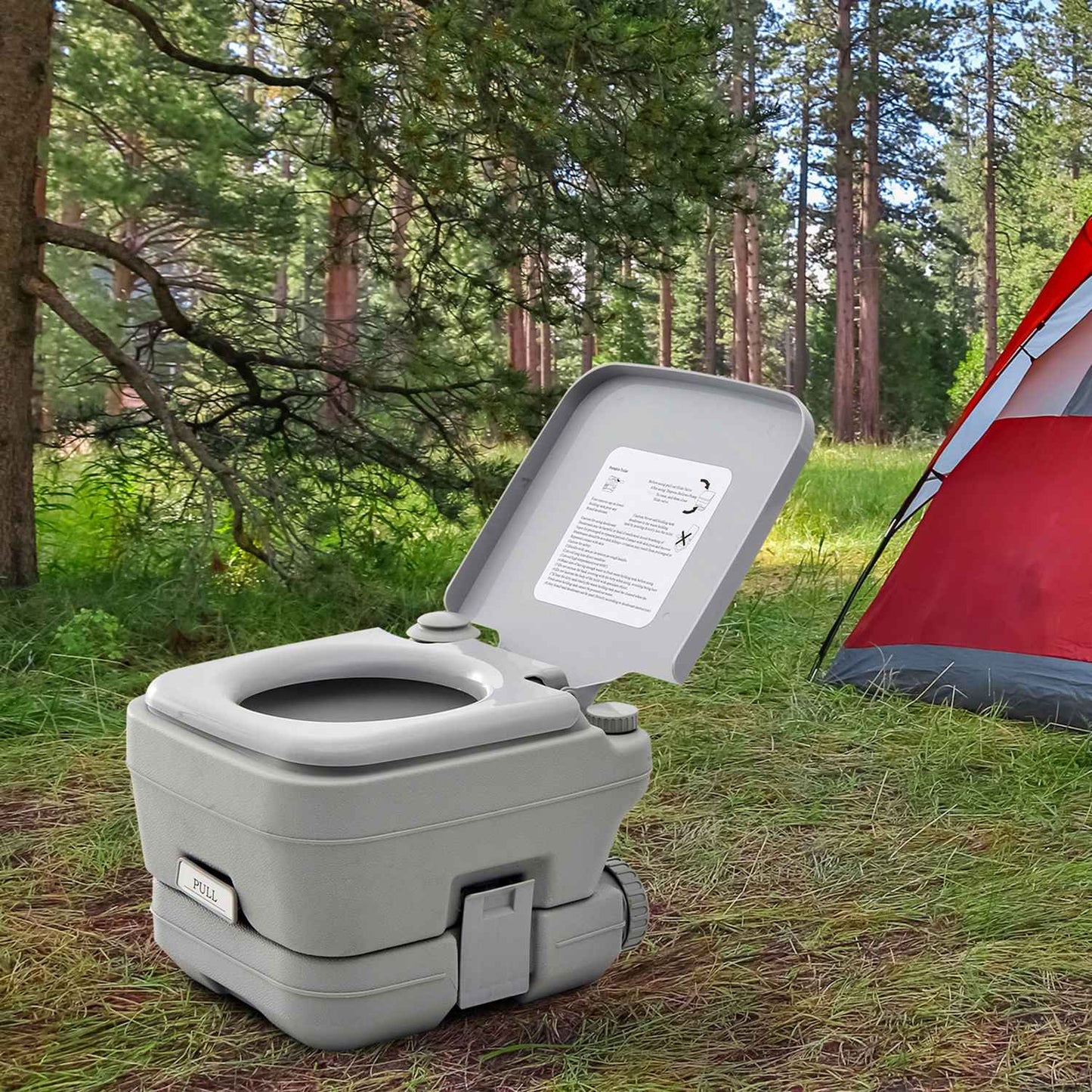 Collapsible camping toilet, 200kg Capacity, 10L, Grey