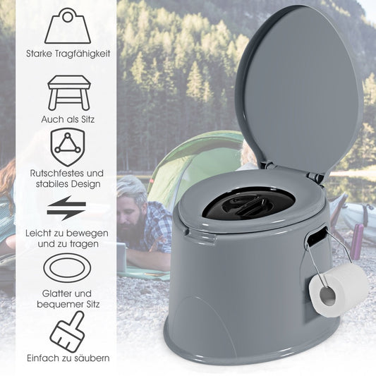 Camping toilet portable travel toilet mobile toilet with removable bucket insert grey
