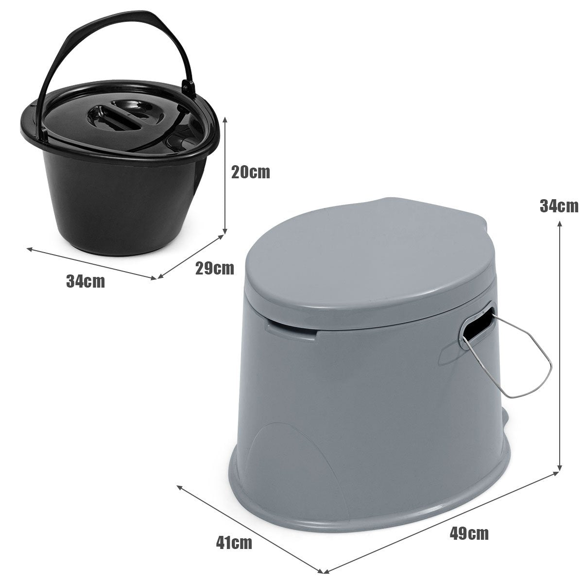 Camping toilet portable travel toilet mobile toilet with removable bucket insert grey