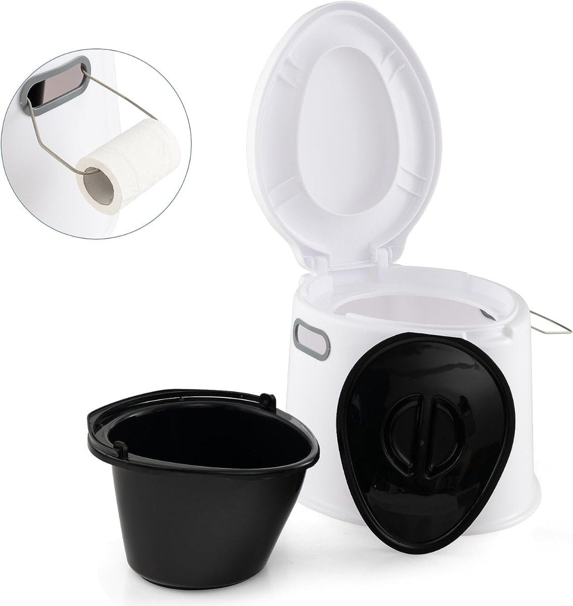 Camping toilet portable travel toilet mobile toilet with removable bucket insert white