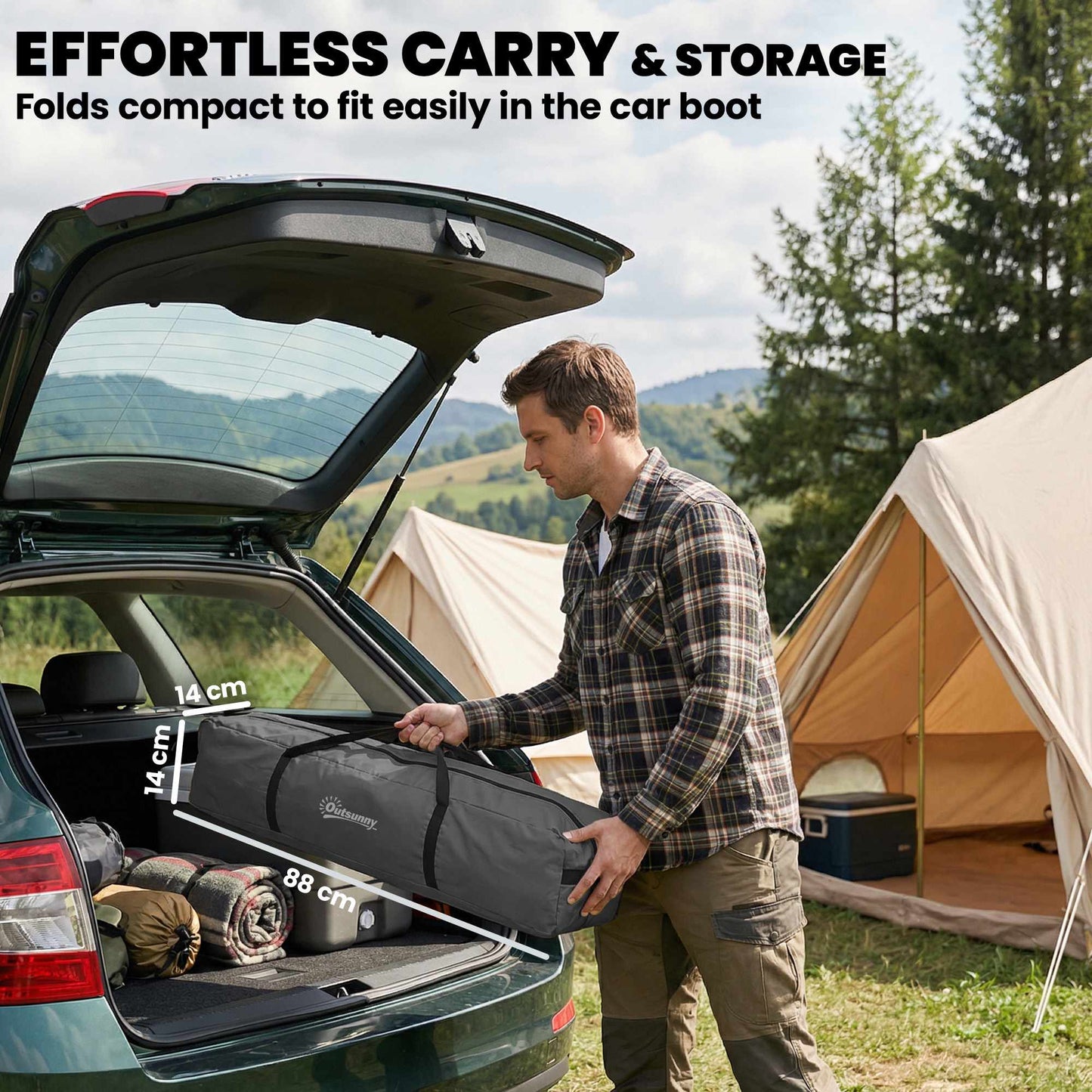 Camping windbreak 480x120 cm dark grey, foldable with bag