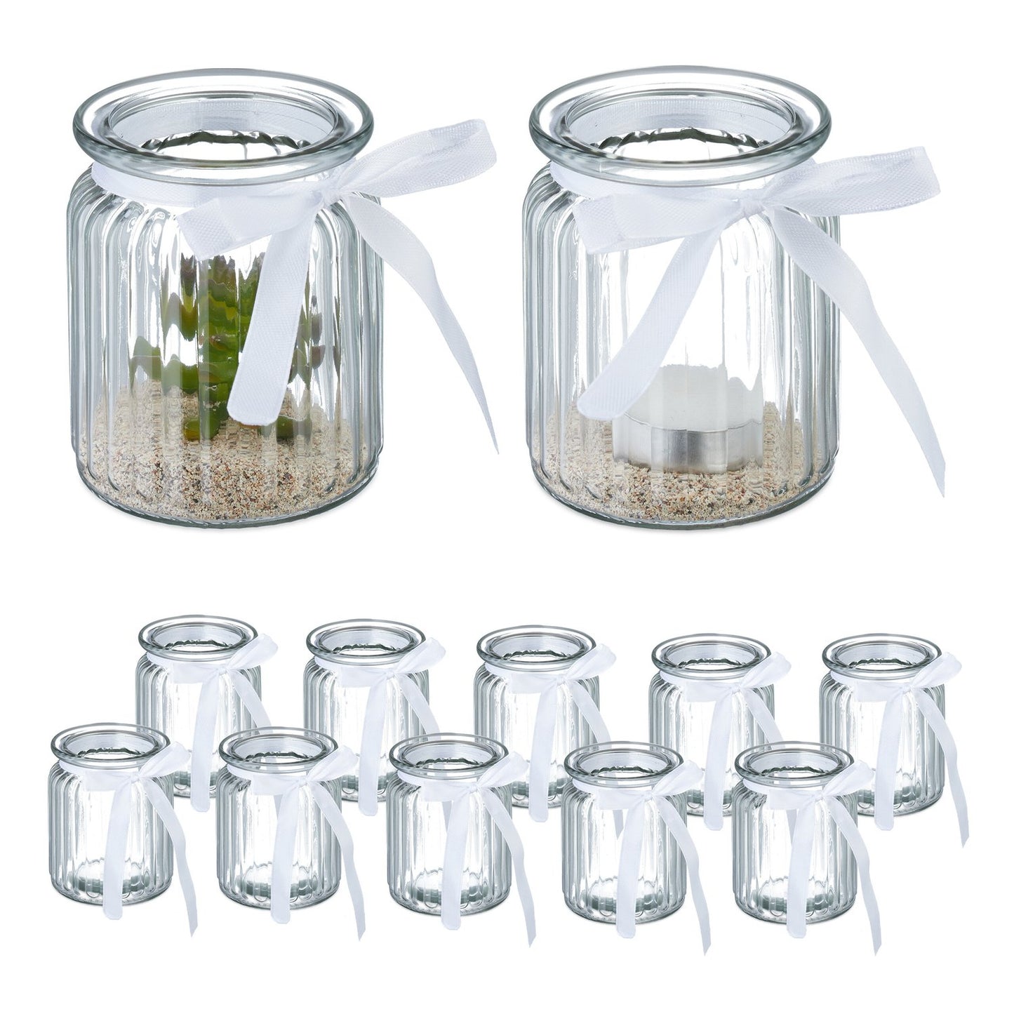 Candle Holders Set of 12 with Decorative Bows