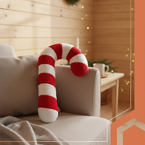 Candy Cane Pillow – Red & White Christmas Decoration