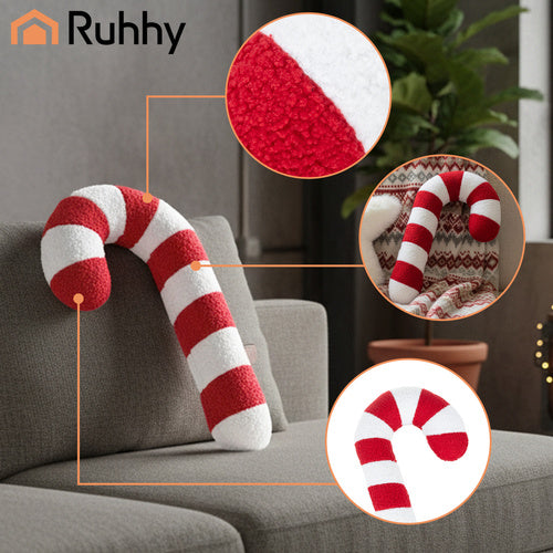 Candy Cane Pillow – Red & White Christmas Decoration