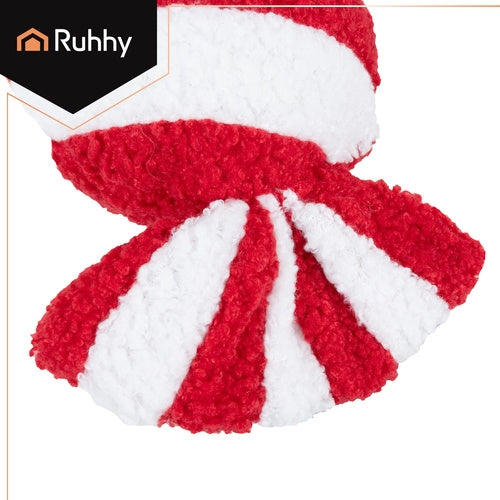 Candy-Shaped Christmas Pillow, Red & White, 30x15 cm