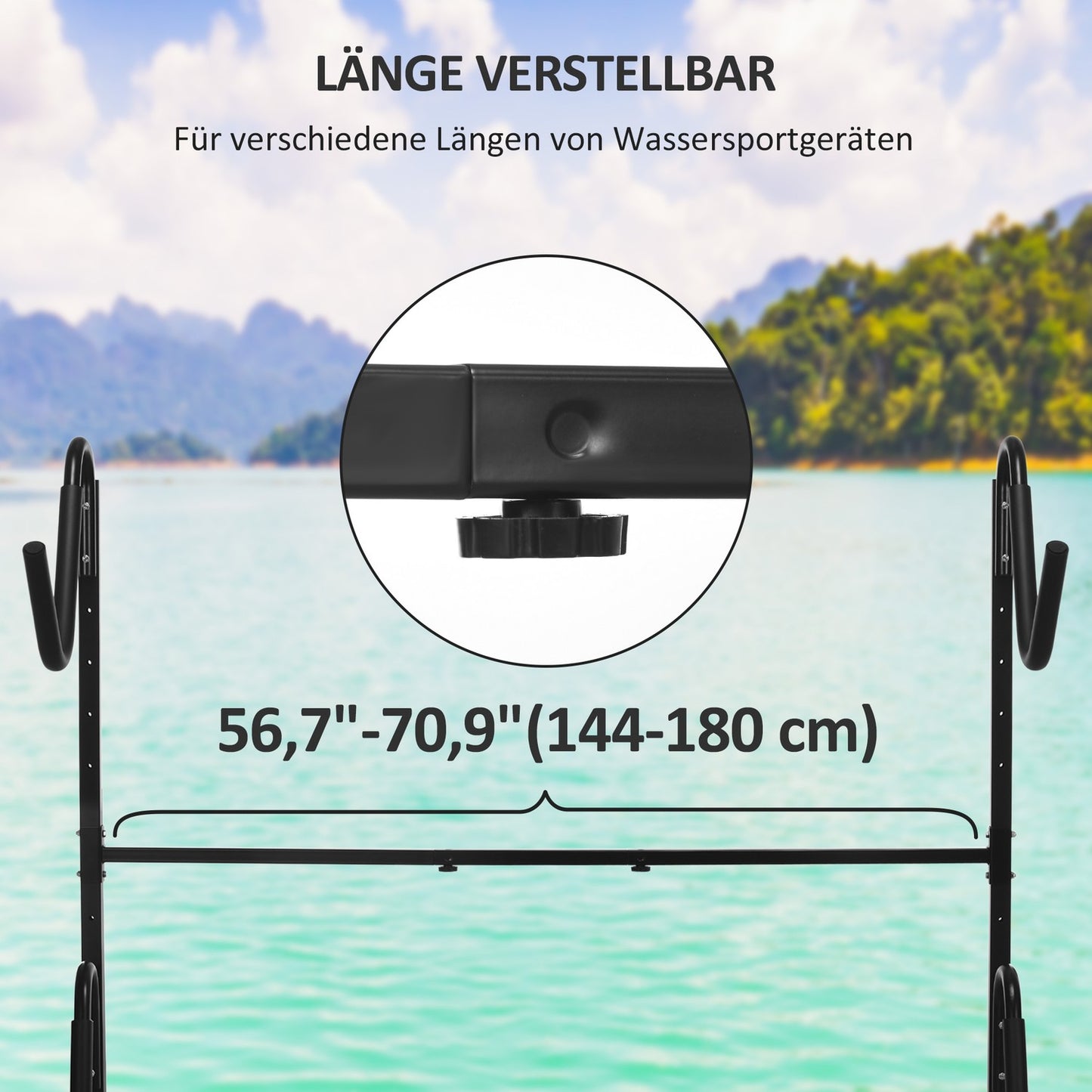 Adjustable metal kayak and canoe stand - Holds 2 boards
