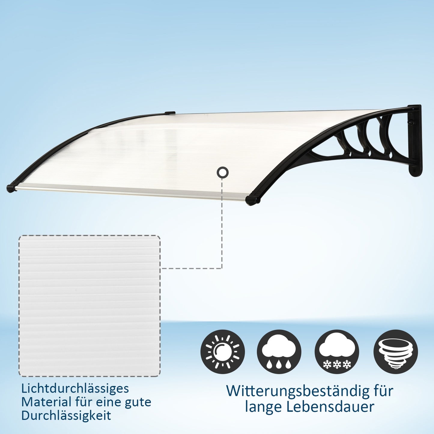 Outer door cover made of polycarbonate, Transparent, 120x75 Cm